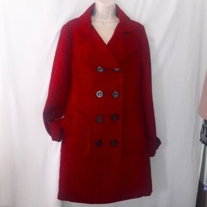 Vertigo Paris Women Peacoat Size XL Herringbone Classic Red Black Si…